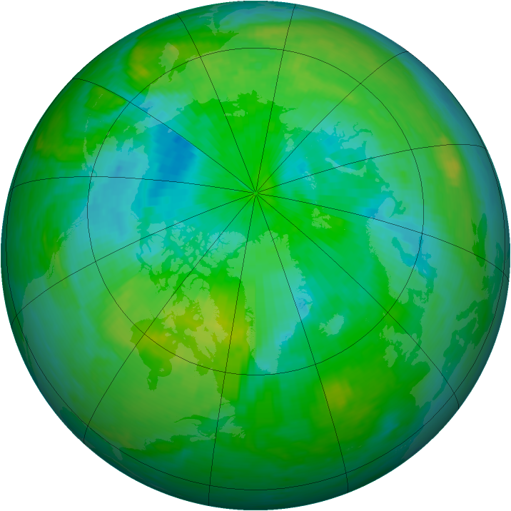 Arctic ozone map for 06 August 1994